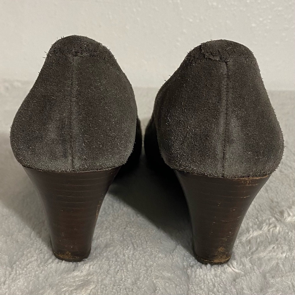 Tory Burch Sally Spilt Suede Wedge Heels Women’s Size 10M Elephant Gray - Picture 5 of 13